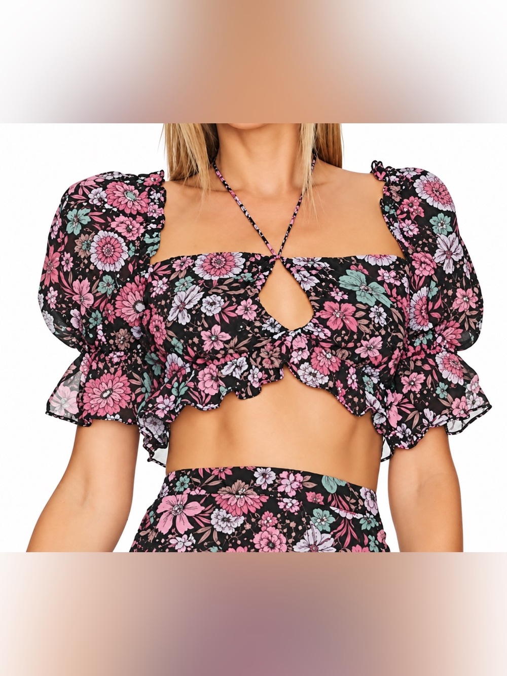 Revolve Majorelle Olivia floral crop top, small